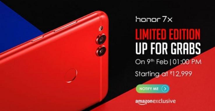 Amazon Exclusive: Limited edition Honor 7X RED India release date revealed ahead of Valentine's Day Huawei, Honor 7X RED, India, launch, Amazon exclusive
