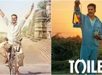 Akshay Kumar in PadMan (left) and in Toilet Ek Prem Katha (right)