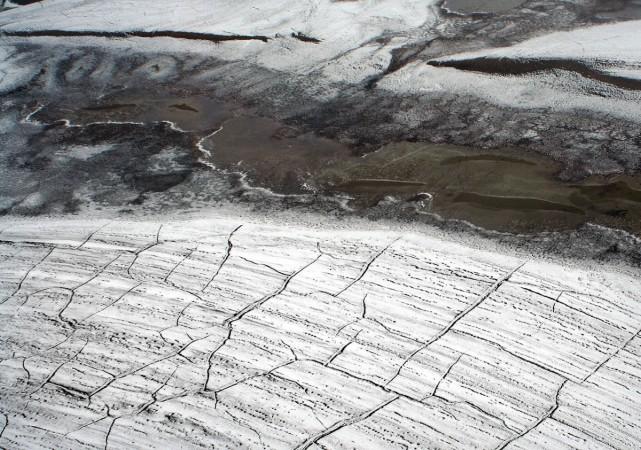 The crack pattern in Arctic permafrost. Arctic permafrost