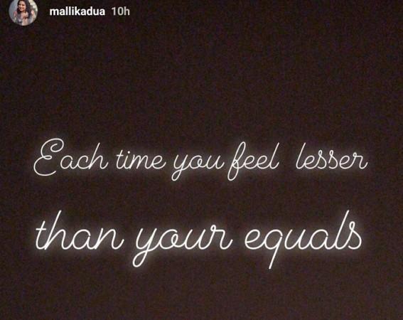 A screenshot from Mallika Dua's Instagram story Mallika Dua