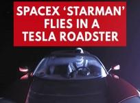 SpaceX starman flies by earth in Tesla roadster