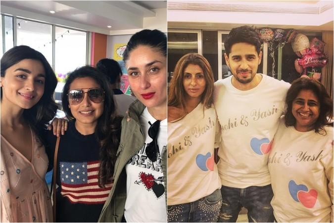 Alia Bhatt, Rani Mukerji, Kareena Kapoor Khan, Shweta Bachchan and Sidharth Malhotra at Karan Johar's kids Yash and Roohi's first birthday party. Alia Bhatt, Sidharth Malhotra