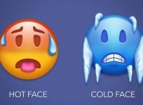 Hot Face, Cold Face emoji as seen in Emojipedia video