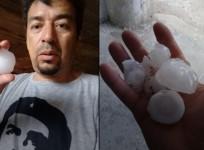 People share footage of giant hailstones in Argentina