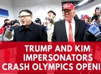 Impersonators of Kim Jong Un and Donald Trump call for peace amid the Winter Olympics