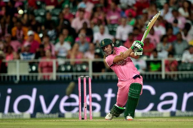 AB de Villiers plays a shot during the fourth an ODI between England and South Africa at Wanderers on February 12, 2016 in Johannesburg. AB de Villiers