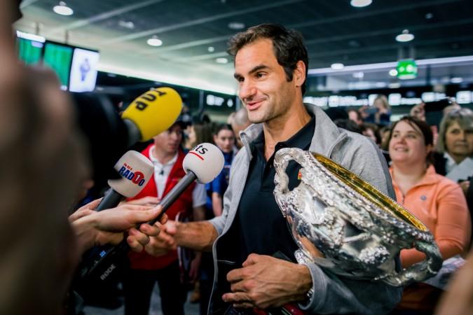 Roger Federer arrives at Airport Kloten with his trophy after winning the 2018 Australian Open Men's Singles Final on January 30, 2018 in Zurich, Switzerland federer