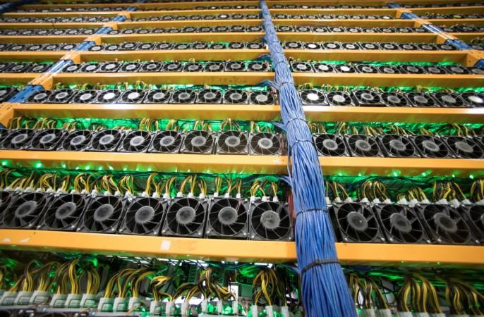 A wall of miners, seen at the cryptocurrency farming operation, Bitfarms