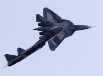 Sukhoi T-50 jets fly during a display at the opening of the MAKS International Aviation and Space Salon at Zhukovsky airport
