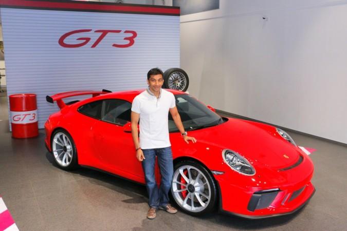 Narain Karthikeyan with his Porsche 911 GT3 Narain Karthikeyan, Porsche 911 GT3