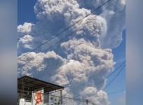 Mount Sinabung erupts and spews massive columns of ash into sky