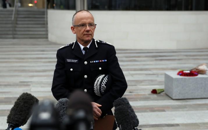 Britain's top anti-terrorism officer, Mark Rowley, who is set to resign next month, speaks to the media outside New Scotland Yard. mark rowley