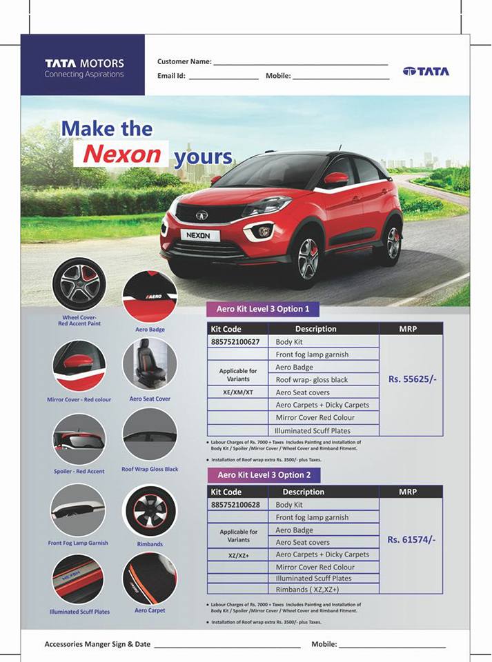Tata Nexon Aero brochure
