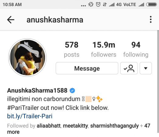 Anushka Sharma's Instagram profile picture Anushka Sharma's Instagram profile picture
