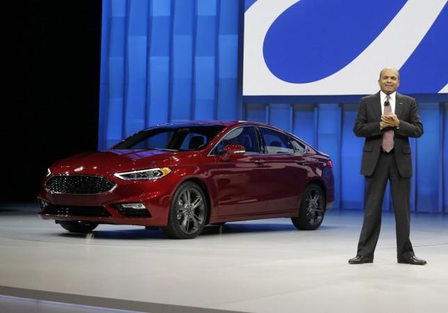 Raj Nair announces the new line of 2017 Ford Fusion cars at the North American International Auto Show in Detroit. raj nair