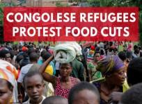Congolese refugees march out of camp in protest at food cuts