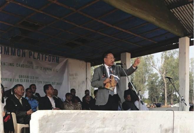 T R Zeliang speaking to the people of 7 Peren A/C ahead of assembly election in Nagaland T R Zeliang speaking to the people of 7 Peren A/C ahead of assembly election in Nagaland