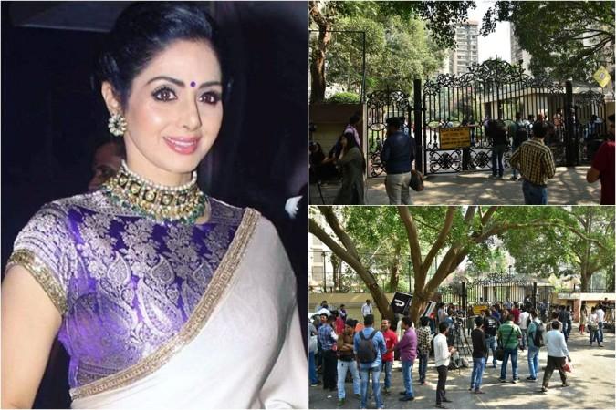 Fresh visuals outside Sridevi's residence in Mumbai. Sridevi