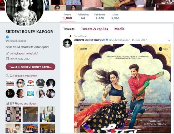 Sridevi's Twitter account Sridevi