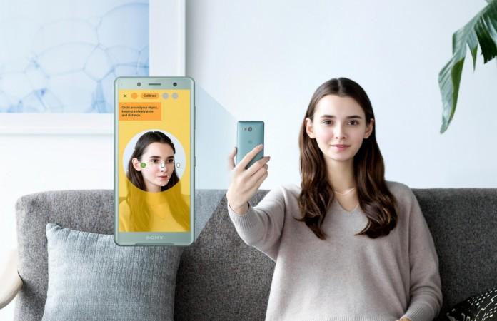 Sony Xperia XZ2 with front-facing 3D Creator app Sony Xperia XZ2 with front-facing 3D Creator app