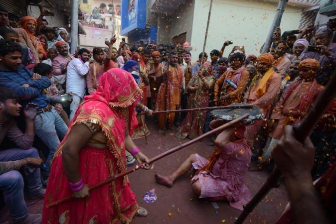 Lathmar Holi celebration in Barsana on the outskirts of Mathura, Uttar Pradesh