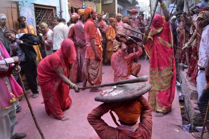 Lathmar Holi celebration in Barsana on the outskirts of Mathura, Uttar Pradesh