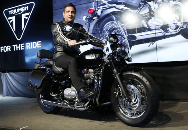 Vimal Sumbly, MD, Triumph Motorcycles India astride Bonneville Speedmaster Triumph Bonneville Speedmaster