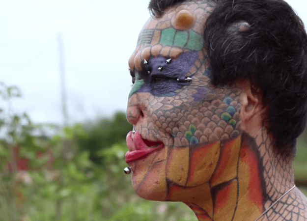 A forked tongue, tattooed scales and eight horns on her head – worth almost $60,000 later, Eva Tuamat Medusa is the self-proclaimed 'most modified transsexual in the world' A forked tongue, tattooed scales and eight horns on her head, Eva Tiamat Medusa is the self-proclaimed 'most modified transsexual in the world'