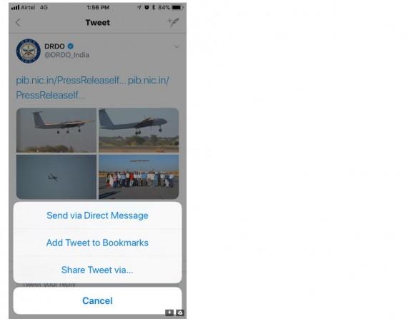 Here's how to share a tweet on iOS Twitter version on Apple iPhone 6 Twitter, new sharing feature, Bookmark