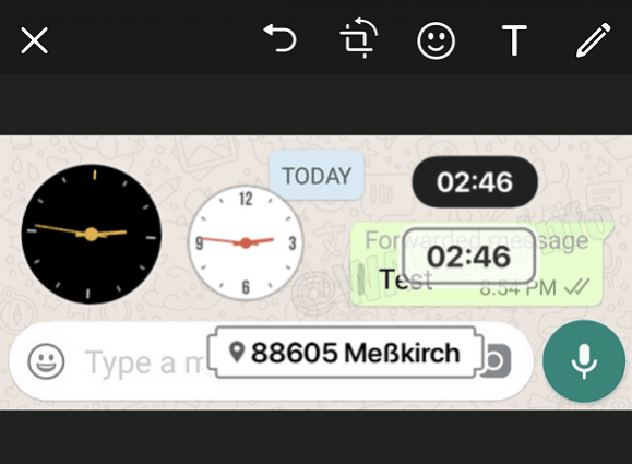 WhatsApp for iPhone time and location stickers WhatsApp time and location stickers