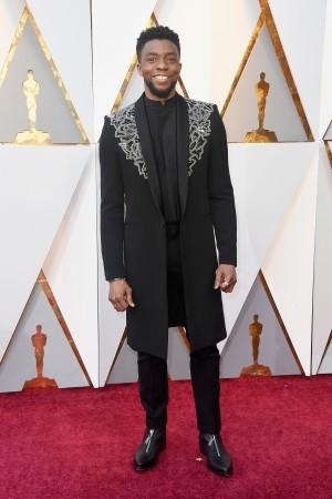 Chadwick Boseman attends the 90th Annual Academy Awards at Hollywood & Highland Center on March 4, 2018 in Hollywood, California. Chadwick Boseman attends the 90th Annual Academy Awards at Hollywood & Highland Center on March 4, 2018 in Hollywood, California.