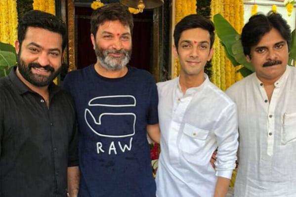Jr NTR and Trivikram at opening ceremony of NTR28 Jr NTR and Trivikram at opening ceremony of NTR28