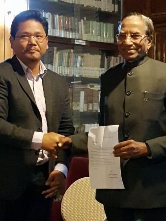 Meghalaya CM Conrad Sangma with Governor Ganga Prasad Meghalaya CM
