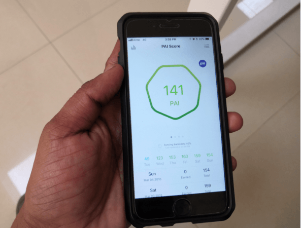 Lenovo HW02 Plus' Personal Activity Intelligence (PAI) score as seen on Apple iPhone 6 Lenovo HW02 Plus, review, fitness tracker,