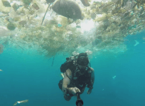 A clip from the video Rich Horner posted about plastic waste accumulation in the Manta Point, Bali, Indonesia.