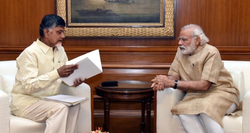 Prime Minister Narendra Modi and Andhra Pradesh Chief Minister N Chandrababu Naidu