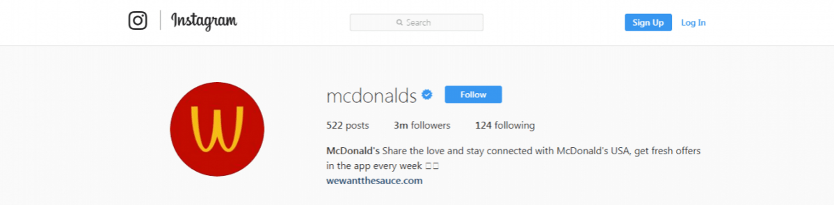 McDonald's Instagarm account. McDonald's
