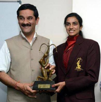P V Sindhu received Arjuna Award in 2013 PV Sindhu