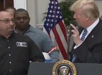 Watch steel worker correct Trump at tariff signing during awkward exchange: My dad is still alive