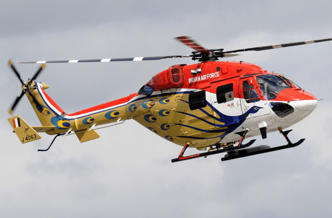 Hindustan Aeronautics Ltd (HAL)'s Advanced Light Helicopter (ALH) Dhruv can work as a civil aircraft to carry passengers and also take combat role with missile launchers attached HAL, Advanced Light Helicopter, Dhruv, DefExpo 2018