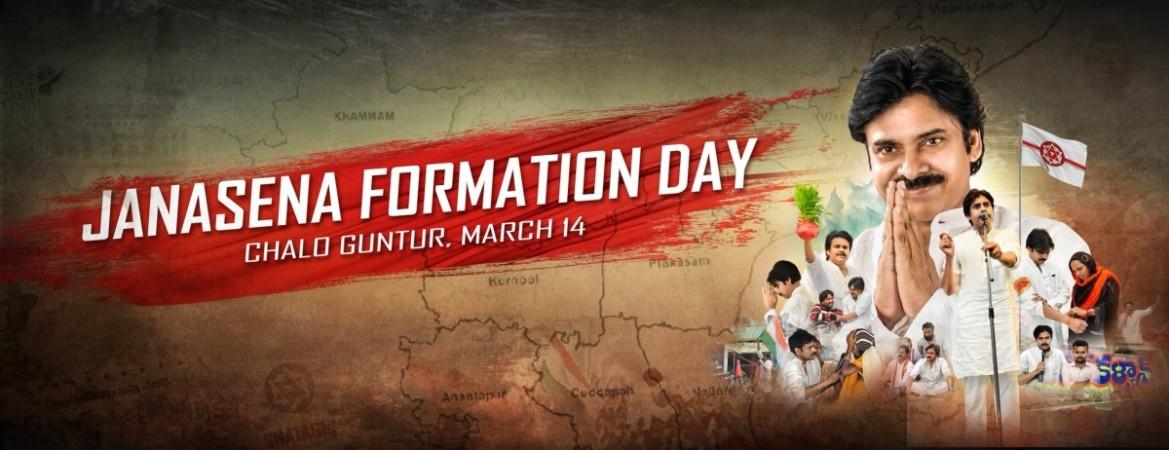 Pawan Kalyan on the banner of formation day of Jana Sena Party Pawan Kalyan on the banner of formation day of Jana sena party
