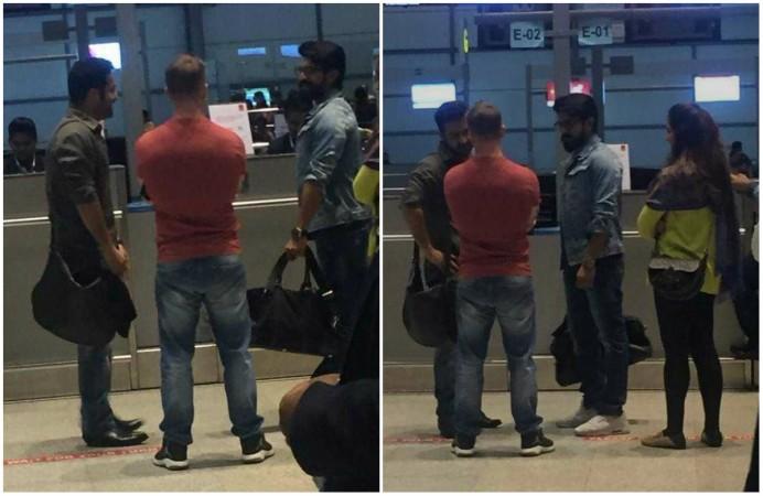Jr NTR and Ram Charan at the Hyderabad airport Jr NTR and Ram Charan at the Hyderabad airport