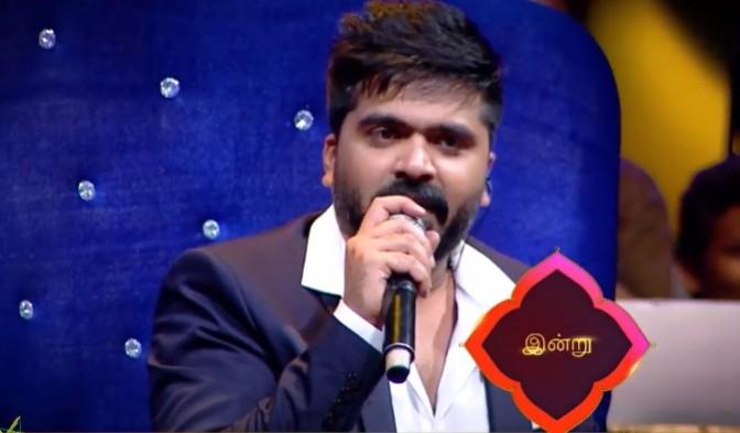 Simbu was the special guest on Vijay TV's Super Singer 6. Simbu on Vijay TV's Super Singer 6
