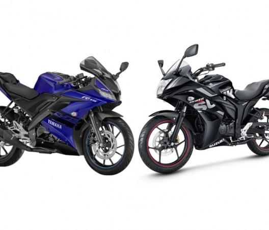 Yamaha YZF-R15 V 3.0 (Blue), 2018 Suzuki Gixxer SF(Black) Yamaha YZF-R15 V 3.0 vs Suzuki Gixxer SF