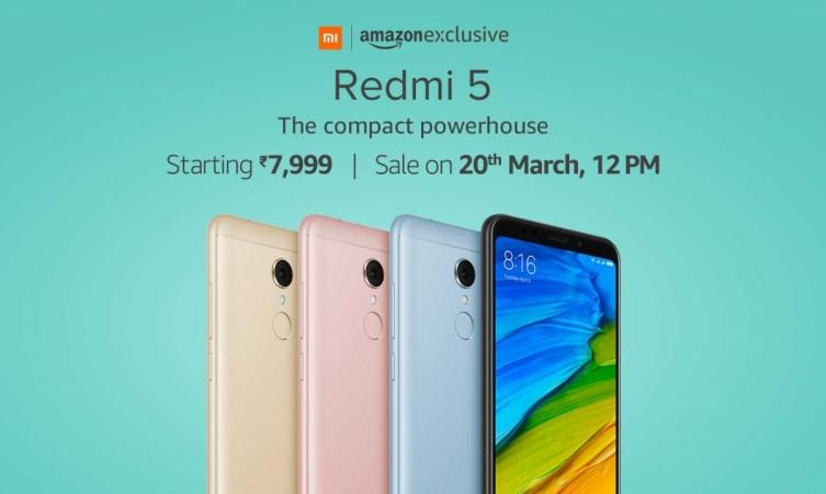 Xiaomi Redmi 5 will go on sale from March 20 exclusively on Amazon India Xiaomi Redmi 5 on Amazon India