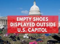 Thousands of empty shoes displayed outside US Capitol to protest gun violence
