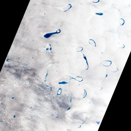 Networks of lakes in ice shelves drain vast quantities of fresh water into the sea every day Melt lakes