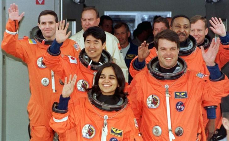 Kalpana Chawla along with other astronauts. kalpana chawla
