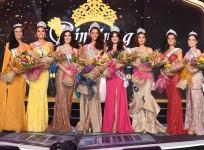 New Binibining Pilipinas Queens crowned, from left to right: Samantha Bernardo, second runner up; Michele Gumabao, Binibining Pilipinas Globe; Eva Patalinjug, Binibining Pilipinas Grand International; Catriona Gray, Miss Universe Philippines; Ma. Ahtisa M