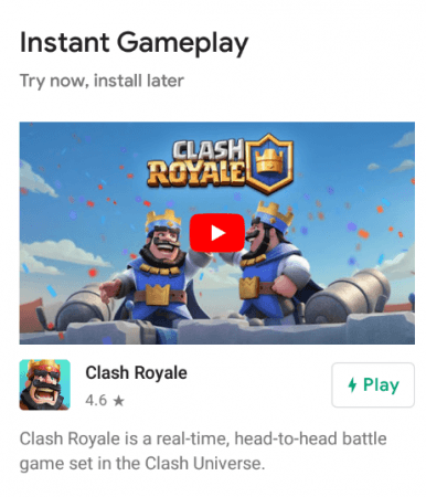 Google Play Instant games let you play first, download later